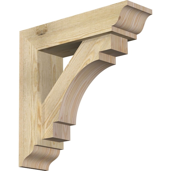 Ekena Millwork Merced Traditional Rough Sawn Bracket w/ Offset Brace, Douglas Fir, 6"W x 22"D x 22"H BKT0604X22X22MRC01RDF - main